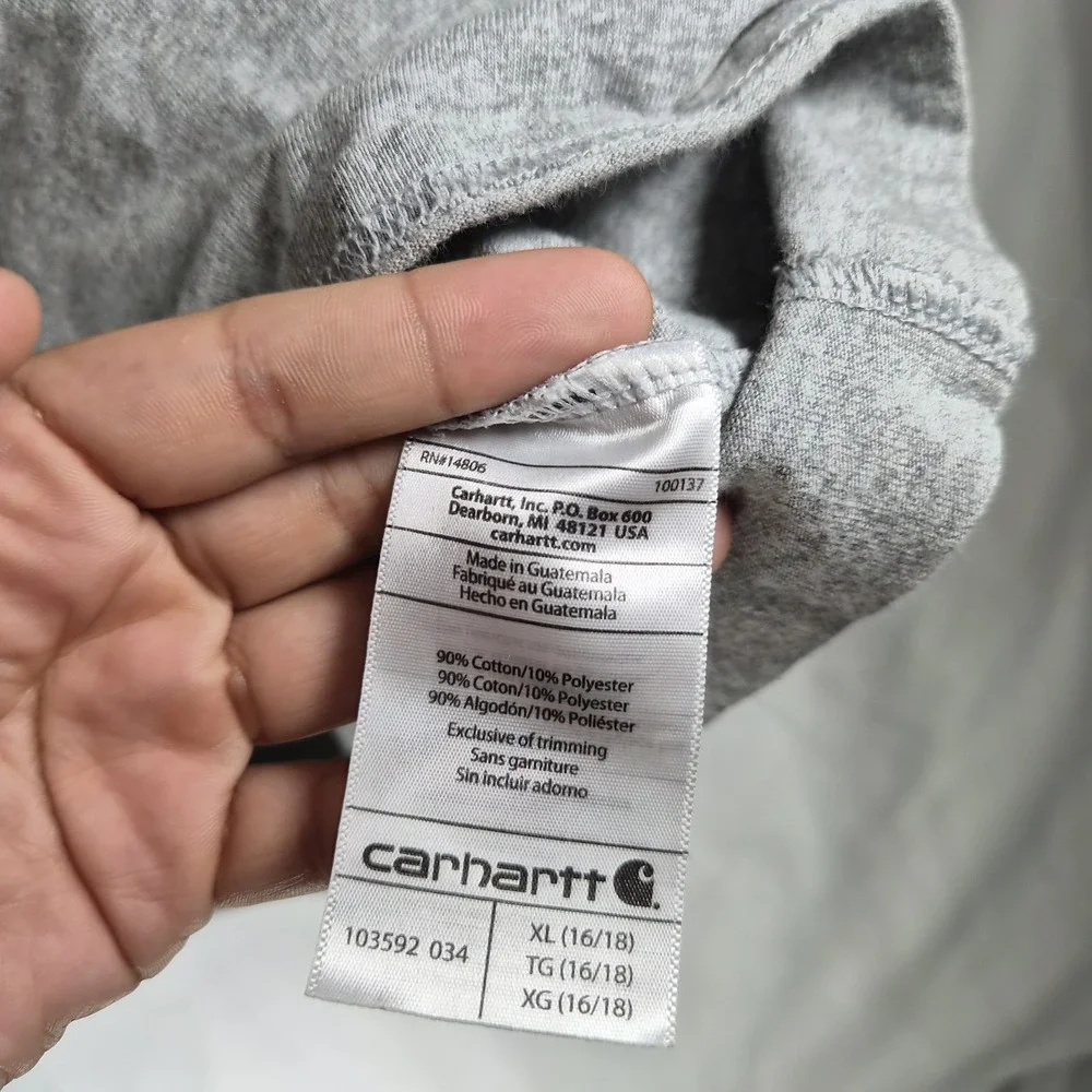 Carhartt Youth XL 16/18 Gray Logo Graphic T Shirt Original‎ Fit Short Sleeve